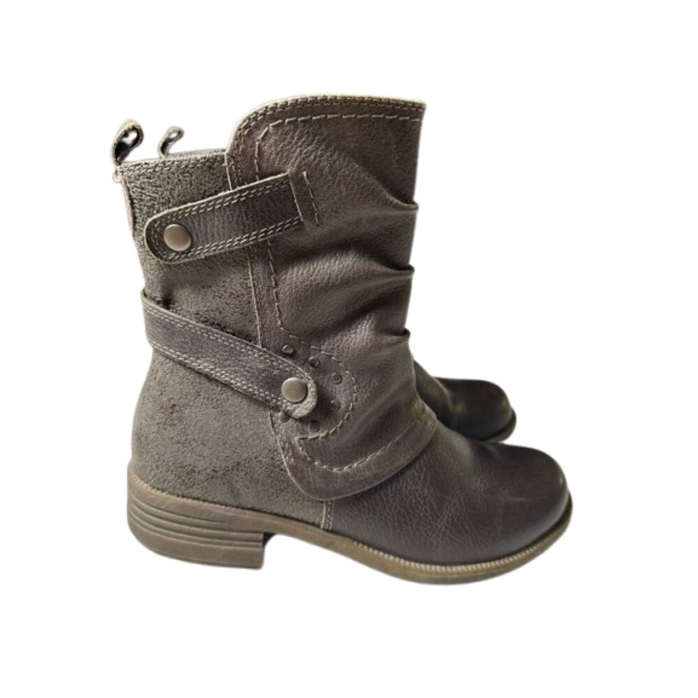 Earth Origins Paige slouch ankle boots Womens 7 M Leather Mid Calf Zip Grey